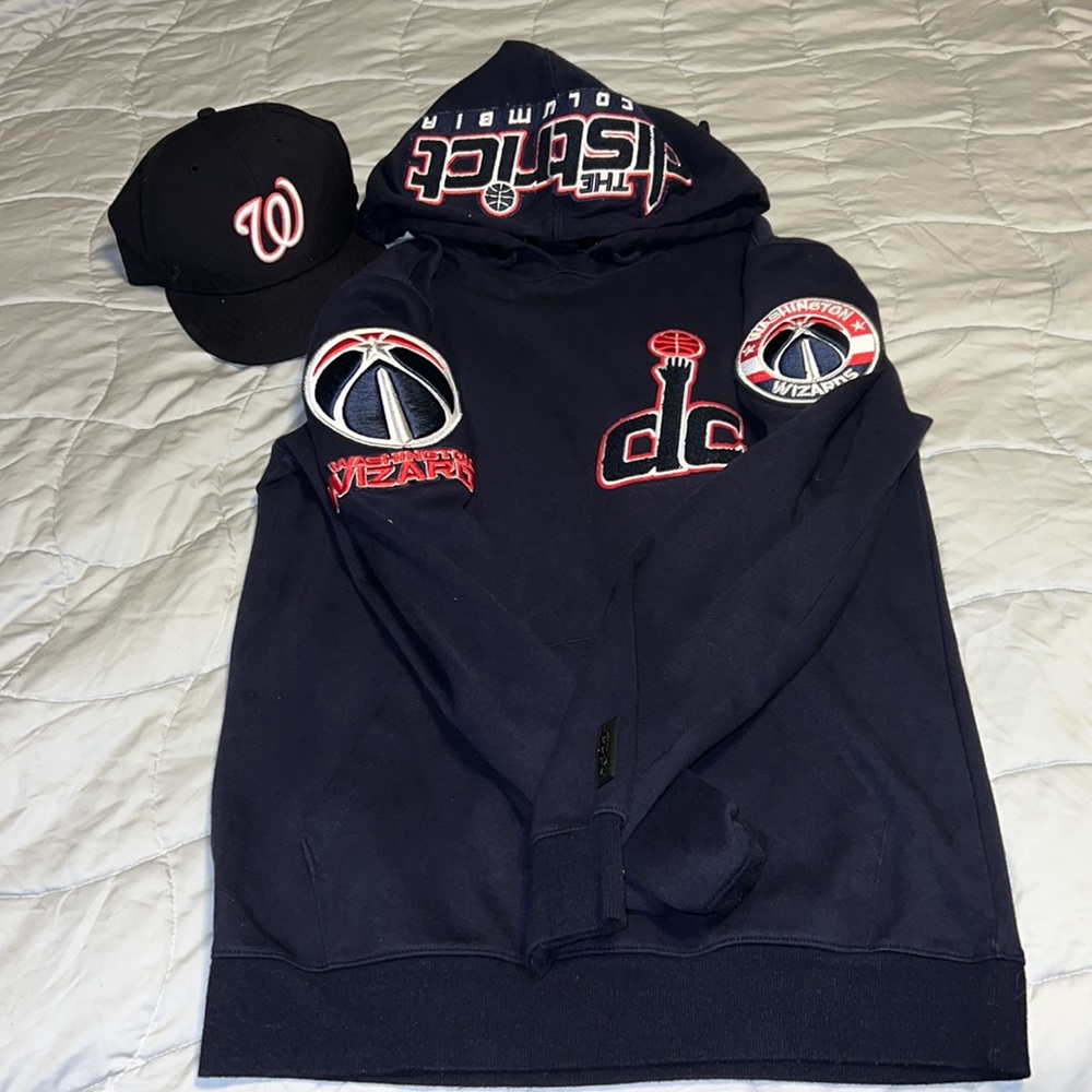 🔥💪🏾Men WASHINGTON WIZARDS Hooded Sweatshirt  with Baseball Cap 💪🏾🔥